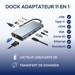 Charger l'image dans la galerie, Dock USB-C 11 en 1 – Connectez TOUS vos appareils !
