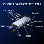 Charger l'image dans la galerie, Dock USB-C 11 en 1 – Connectez TOUS vos appareils !